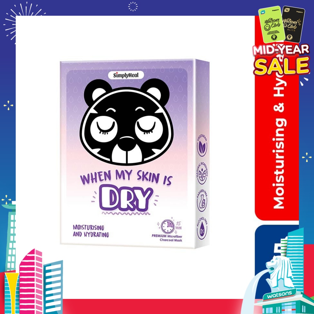 Heal When My Skin Is Dry, Moisturising & Hydrating Premium Charcoal Mask 5s