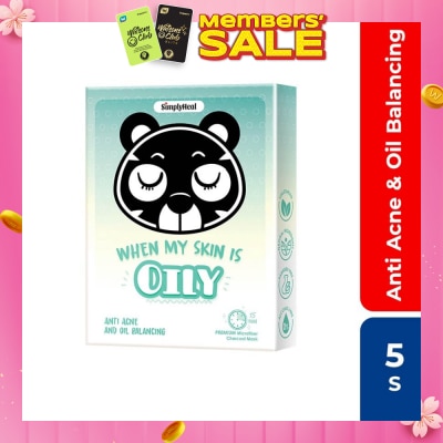 SIMPLY When My Skin Is Oily, Anti Acne & Oil Balancing Premium Charcoal Mask 5s (Expiry: Apr`2026)