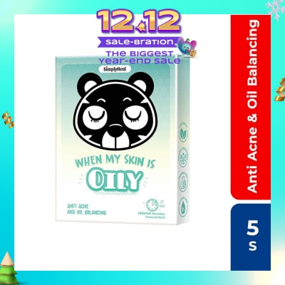 SIMPLY When My Skin Is Oily, Anti Acne & Oil Balancing Premium Charcoal Mask 5s (Expiry: Apr`2026)