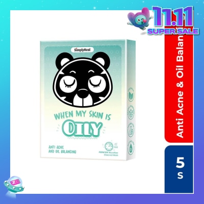 SIMPLY When My Skin Is Oily, Anti Acne & Oil Balancing Premium Charcoal Mask 5s (Expiry: Apr`2026)