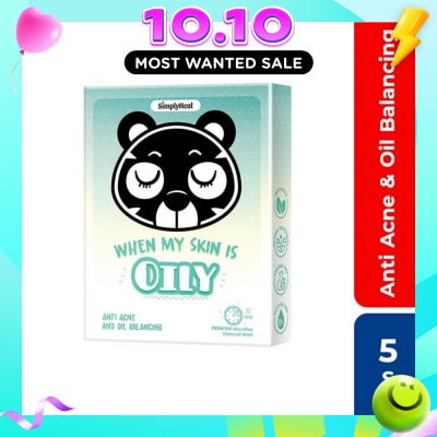 SIMPLY When My Skin Is Oily, Anti Acne & Oil Balancing Premium Charcoal Mask 5s image