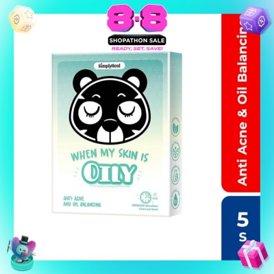 SIMPLY - When My Skin Is Oily, Anti Acne & Oil Balancing Premium Charcoal Mask 5s