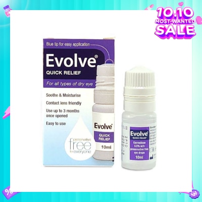 EVOLVE Carmellose Quick Relief (300 Drops, Soothe & Moisturise All Types of Dry Eyes) 10ml