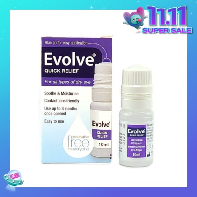 EVOLVE Carmellose Quick Relief (300 Drops, Soothe & Moisturise All Types of Dry Eyes) 10ml