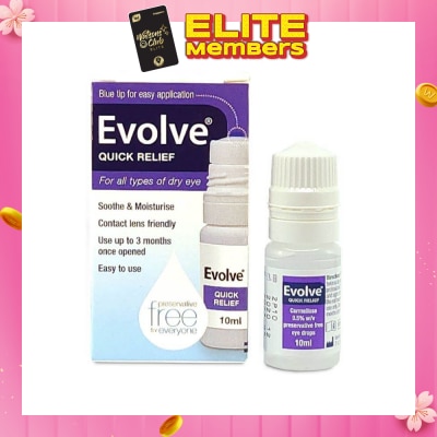 EVOLVE Carmellose Quick Relief (300 Drops, Soothe & Moisturise All Types of Dry Eyes) 10ml