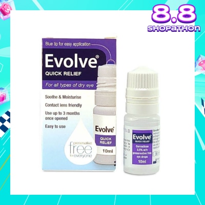 EVOLVE Carmellose Quick Relief (300 Drops, Soothe & Moisturise All Types of Dry Eyes) 10ml