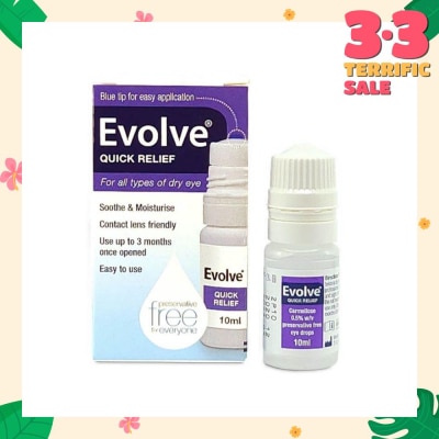 EVOLVE Carmellose Quick Relief (300 Drops, Soothe & Moisturise All Types of Dry Eyes) 10ml