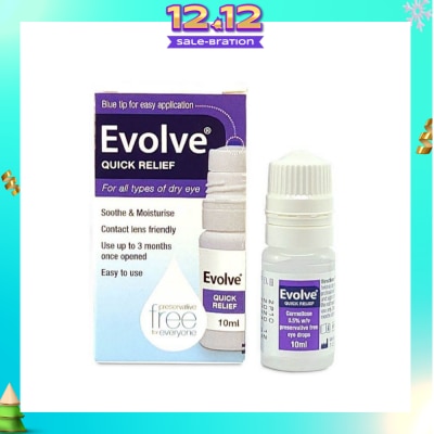 EVOLVE Carmellose Quick Relief (300 Drops, Soothe & Moisturise All Types of Dry Eyes) 10ml
