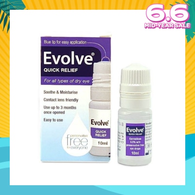 EVOLVE Carmellose Quick Relief (300 Drops, Soothe & Moisturise All Types of Dry Eyes) 10ml