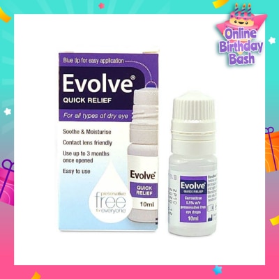 EVOLVE Carmellose Quick Relief (300 Drops, Soothe & Moisturise All Types of Dry Eyes) 10ml