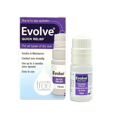 EVOLVE Carmellose Quick Relief (300 Drops, Soothe & Moisturise All Types of Dry Eyes) 10ml