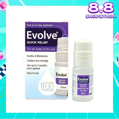 EVOLVE Carmellose Quick Relief (300 Drops, Soothe & Moisturise All Types of Dry Eyes) 10ml