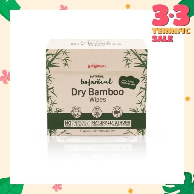 PIGEON Natural Botanical Dry Bamboo Wipes (Ultra Soft And Durable) 70s