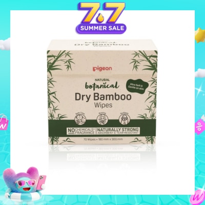 PIGEON - Natural Botanical Dry Bamboo Wipes (Ultra Soft And Durable) 70s