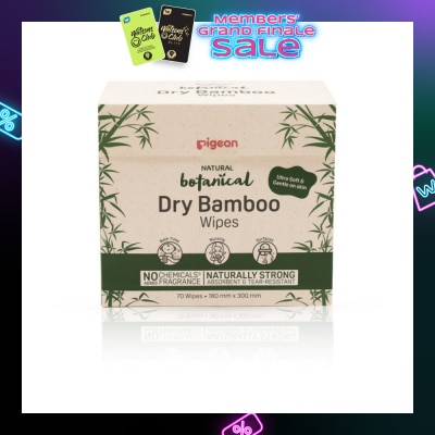 PIGEON Natural Botanical Dry Bamboo Wipes (Ultra Soft And Durable) 70s