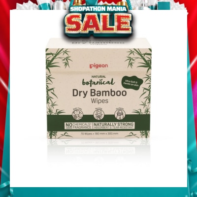 PIGEON - Natural Botanical Dry Bamboo Wipes (Ultra Soft And Durable) 70s