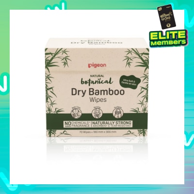 PIGEON Natural Botanical Dry Bamboo Wipes (Ultra Soft And Durable) 70s