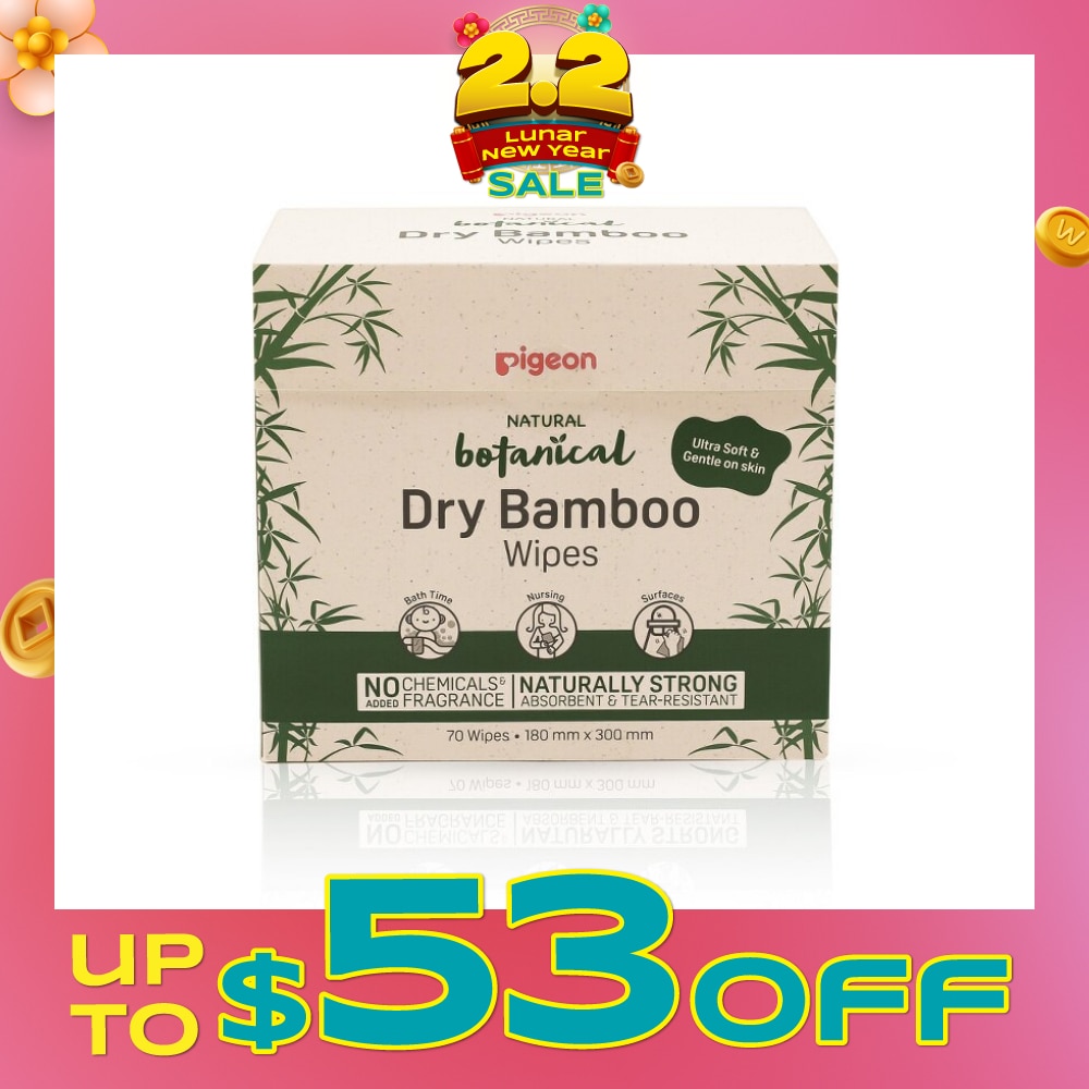 Natural Botanical Dry Bamboo Wipes (Ultra Soft And Durable) 70s