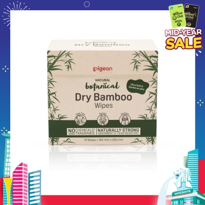 PIGEON Natural Botanical Dry Bamboo Wipes (Ultra Soft And Durable) 70s