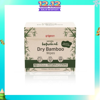 PIGEON Natural Botanical Dry Bamboo Wipes (Ultra Soft And Durable) 70s