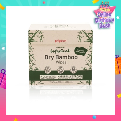 PIGEON Natural Botanical Dry Bamboo Wipes (Ultra Soft And Durable) 70s