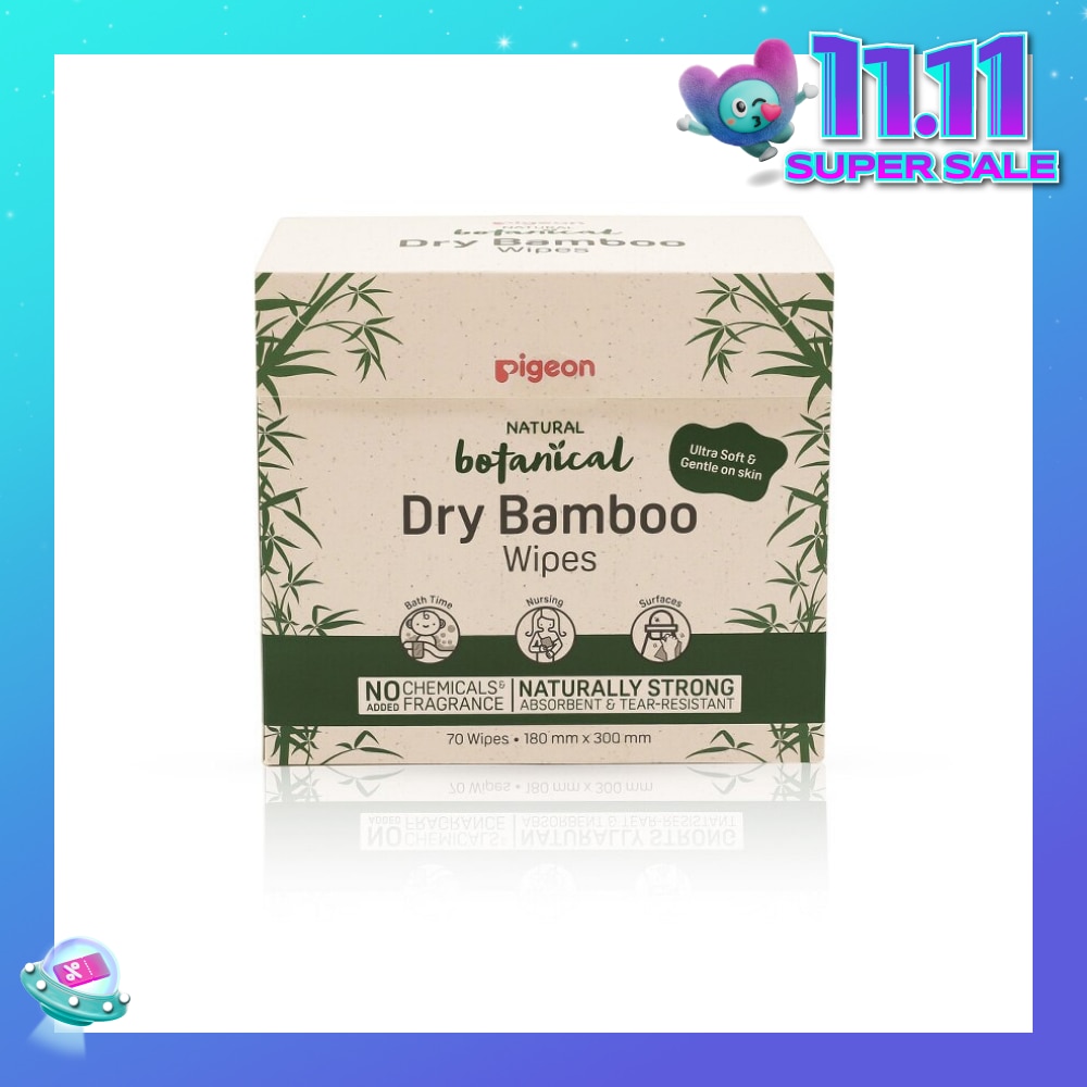 Natural Botanical Dry Bamboo Wipes (Ultra Soft And Durable) 70s