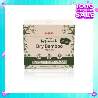 PIGEON Natural Botanical Dry Bamboo Wipes (Ultra Soft And Durable) 70s