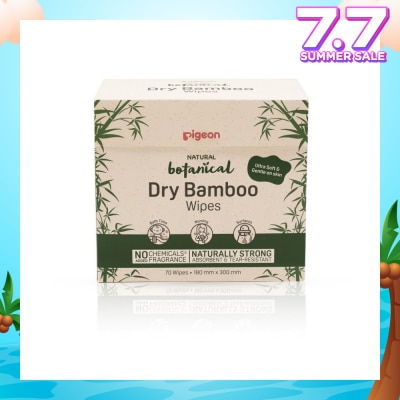 PIGEON Natural Botanical Dry Bamboo Wipes (Ultra Soft And Durable) 70s