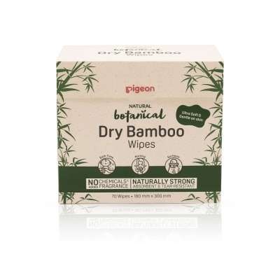 PIGEON Natural Botanical Dry Bamboo Wipes (Ultra Soft And Durable) 70s