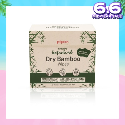 PIGEON Natural Botanical Dry Bamboo Wipes (Ultra Soft And Durable) 70s