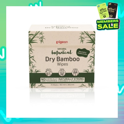 PIGEON Natural Botanical Dry Bamboo Wipes (Ultra Soft And Durable) 70s