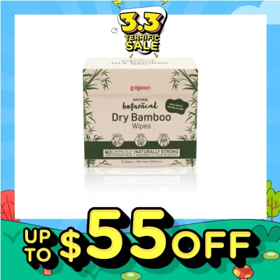 PIGEON Natural Botanical Dry Bamboo Wipes (Ultra Soft And Durable) 70s