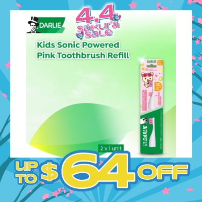 DARLIE - Jolly Junior Kids Sonic Pink Electric Toothbrush Refill Replacement Head (For 4+ years) 2s