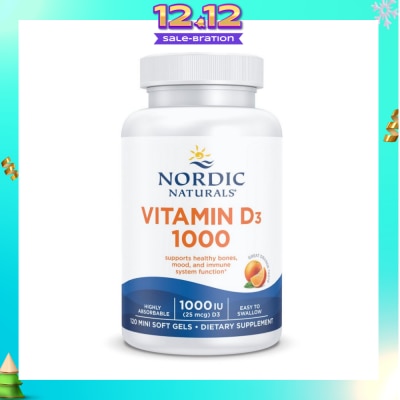 NORDIC NATURALS Vitamin D3 1000IU Softgel (Support Healthy Bones & Immune System Function) 120s