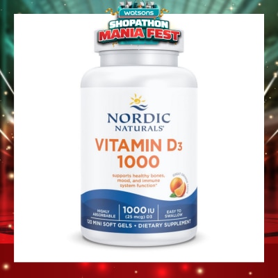 NORDIC NATURALS - Vitamin D3 1000IU Softgel (Support Healthy Bones & Immune System Function) 120s&nbsp;(Expiry: Jun`2027)