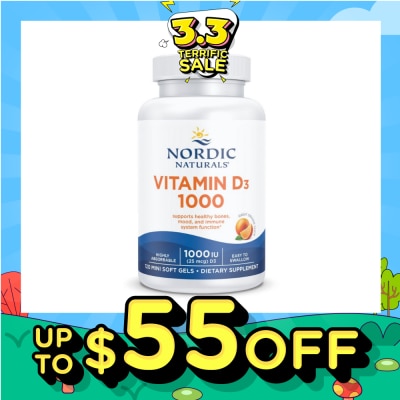 NORDIC NATURALS Vitamin D3 1000IU Softgel (Support Healthy Bones & Immune System Function) 120s