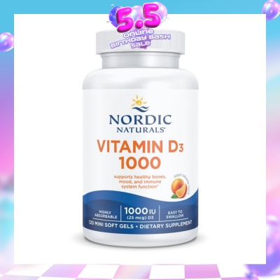 NORDIC NATURALS - Vitamin D3 1000IU Softgel (Support Healthy Bones & Immune System Function) 120s