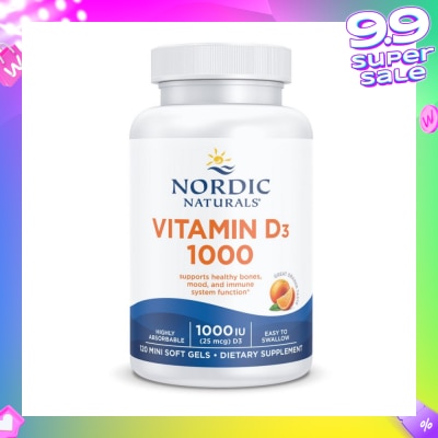 NORDIC NATURALS Vitamin D3 1000IU Softgel (Support Healthy Bones & Immune System Function) 120s