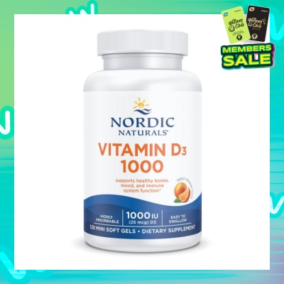 NORDIC NATURALS Vitamin D3 1000IU Softgel (Support Healthy Bones & Immune System Function) 120s