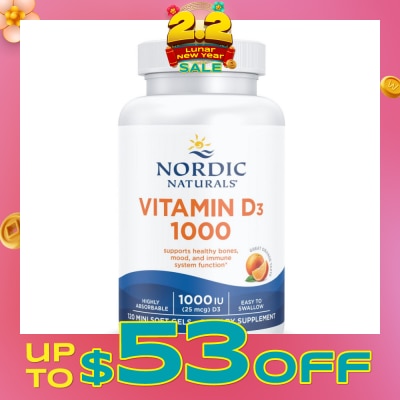 NORDIC NATURALS Vitamin D3 1000IU Softgel (Support Healthy Bones & Immune System Function) 120s