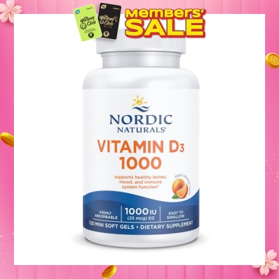 NORDIC NATURALS Vitamin D3 1000IU Softgel (Support Healthy Bones & Immune System Function) 120s