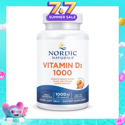 NORDIC NATURALS - Vitamin D3 1000IU Softgel (Support Healthy Bones & Immune System Function) 120s&nbsp;(Expiry: Jun`2027)