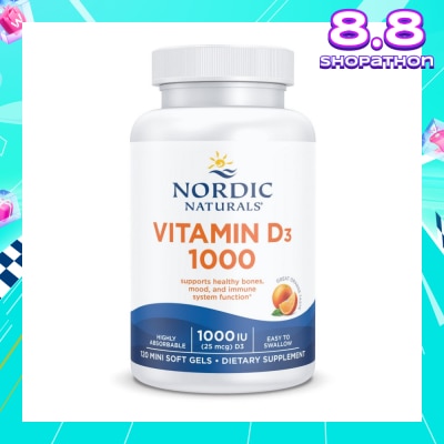 NORDIC NATURALS Vitamin D3 1000IU Softgel (Support Healthy Bones & Immune System Function) 120s