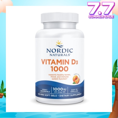 NORDIC NATURALS Vitamin D3 1000IU Softgel (Support Healthy Bones & Immune System Function) 120s