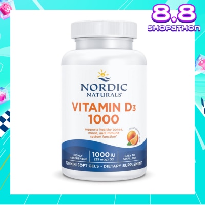 NORDIC NATURALS Vitamin D3 1000IU Softgel (Support Healthy Bones & Immune System Function) 120s