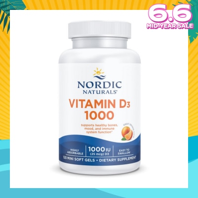 NORDIC NATURALS Vitamin D3 1000IU Softgel (Support Healthy Bones & Immune System Function) 120s