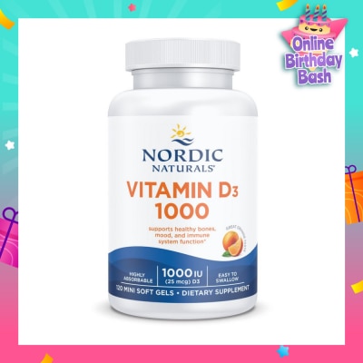 NORDIC NATURALS Vitamin D3 1000IU Softgel (Support Healthy Bones & Immune System Function) 120s