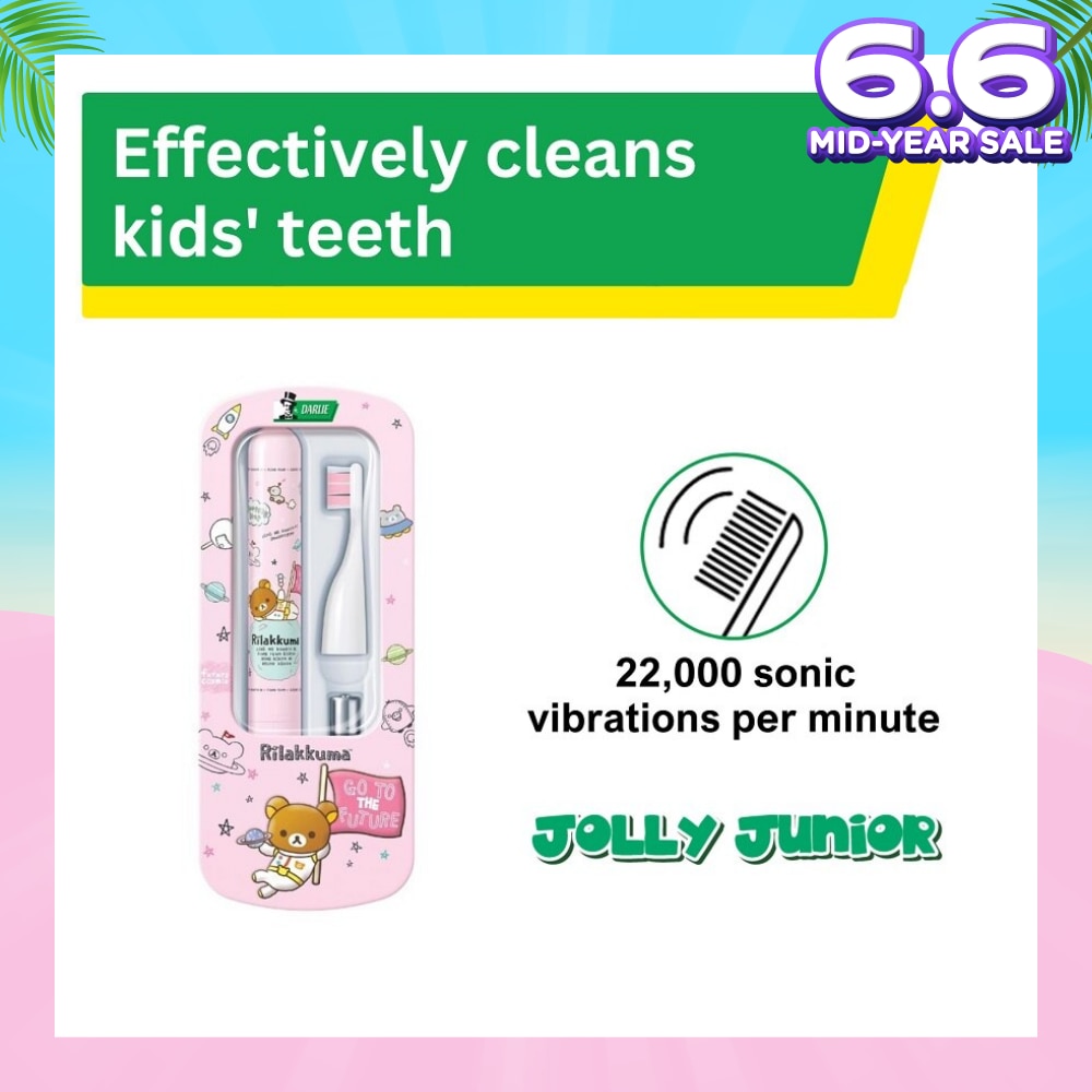 Jolly Junior Kids Sonic Battery Electric Toothbrush Pink (For 4+ years) 1s