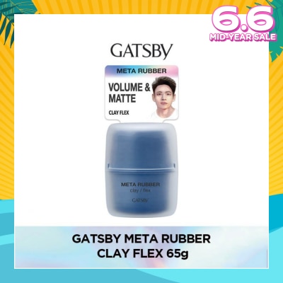 GATSBY Meta Rubber Clay Flex (Creates Long Lasting Volume To Your Hair With Its High Holding Power And Matte Texture) 65g