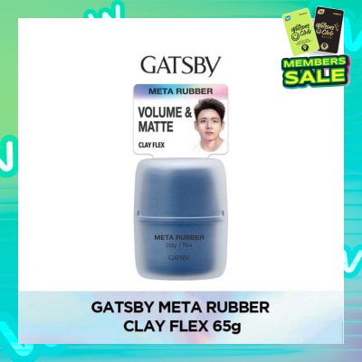 GATSBY Meta Rubber Clay Flex (Creates Long Lasting Volume To Your Hair With Its High Holding Power And Matte Texture) 65g
